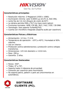 [ColorVu] Domo PT TURBOHD 2 Megapixel (1080p) / Lente 3.6 mm / Uso en Interior / Microfono Integrado / WDR 130 dB / Angulo de visión de 83° / 20 mts Luz Blanca