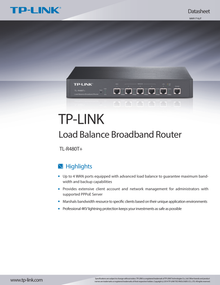 Router balanceador de carga TP-Link TL-R480T+ de banda ancha hasta 4 puertos WAN y 1 puerto LAN