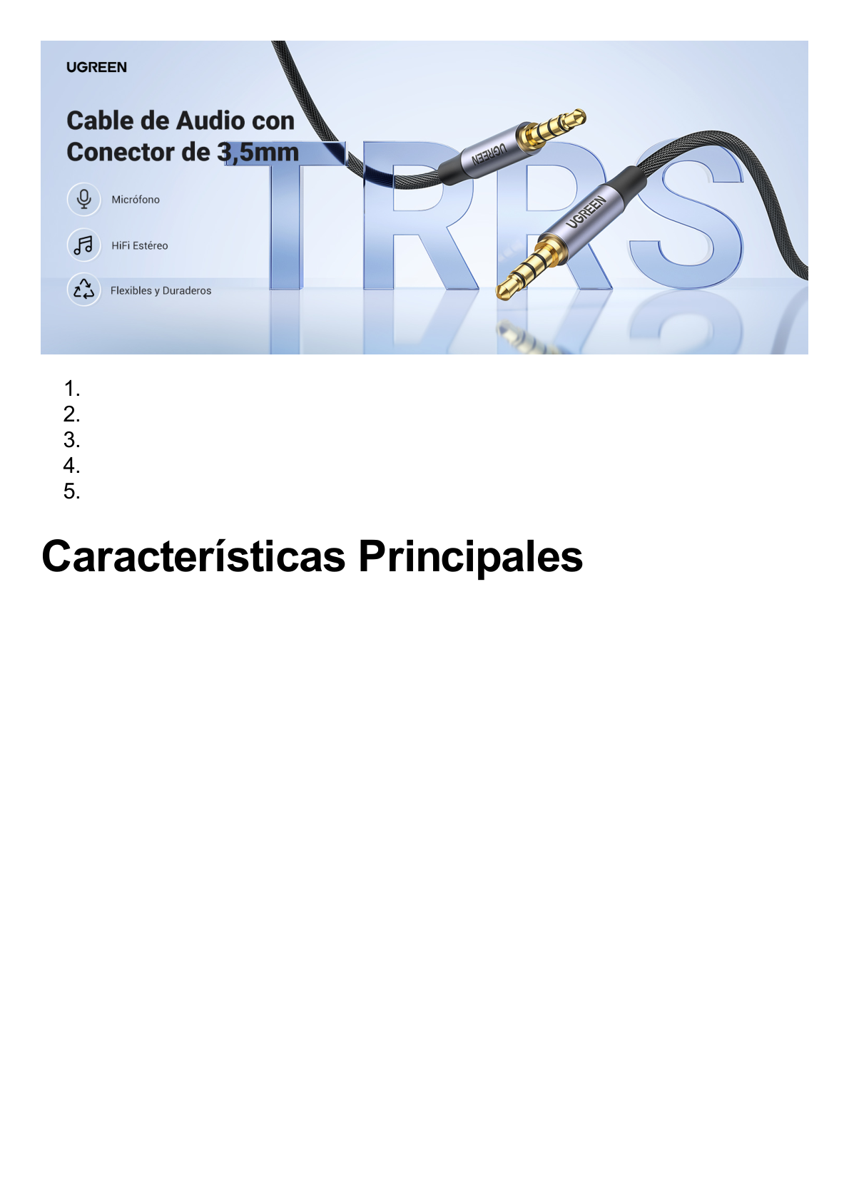 Cable Auxiliar de 3.5mm / Cable Audio Estéreo / Núcleo de Alambre de Cobre Esmaltado / Carcasa de Aluminio Azul + Nylon Trenzado /  Soporta Micrófono / 2 Metros