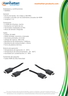 CABLE MANHATTAN HDMI 1.4 M-M  1M