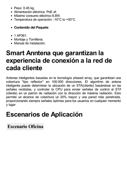 Punto de Acceso Wi-Fi 6 /  1.775 Gbps / MU-MIMO 2x2:2 (2.4GHz y 5GHz) / Smart Antenna 20% más cobertura / Instalación en techo y pared / Seguridad WP3 / Con Administración Gratuita desde la Nube