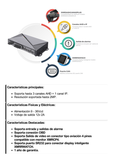 Accesorio para expansion de video compatible XMRDASHCAMADPLUS / Añade hasta 3 canales AHD + 1 canal IP / puertos de comunicación RS232, RS485