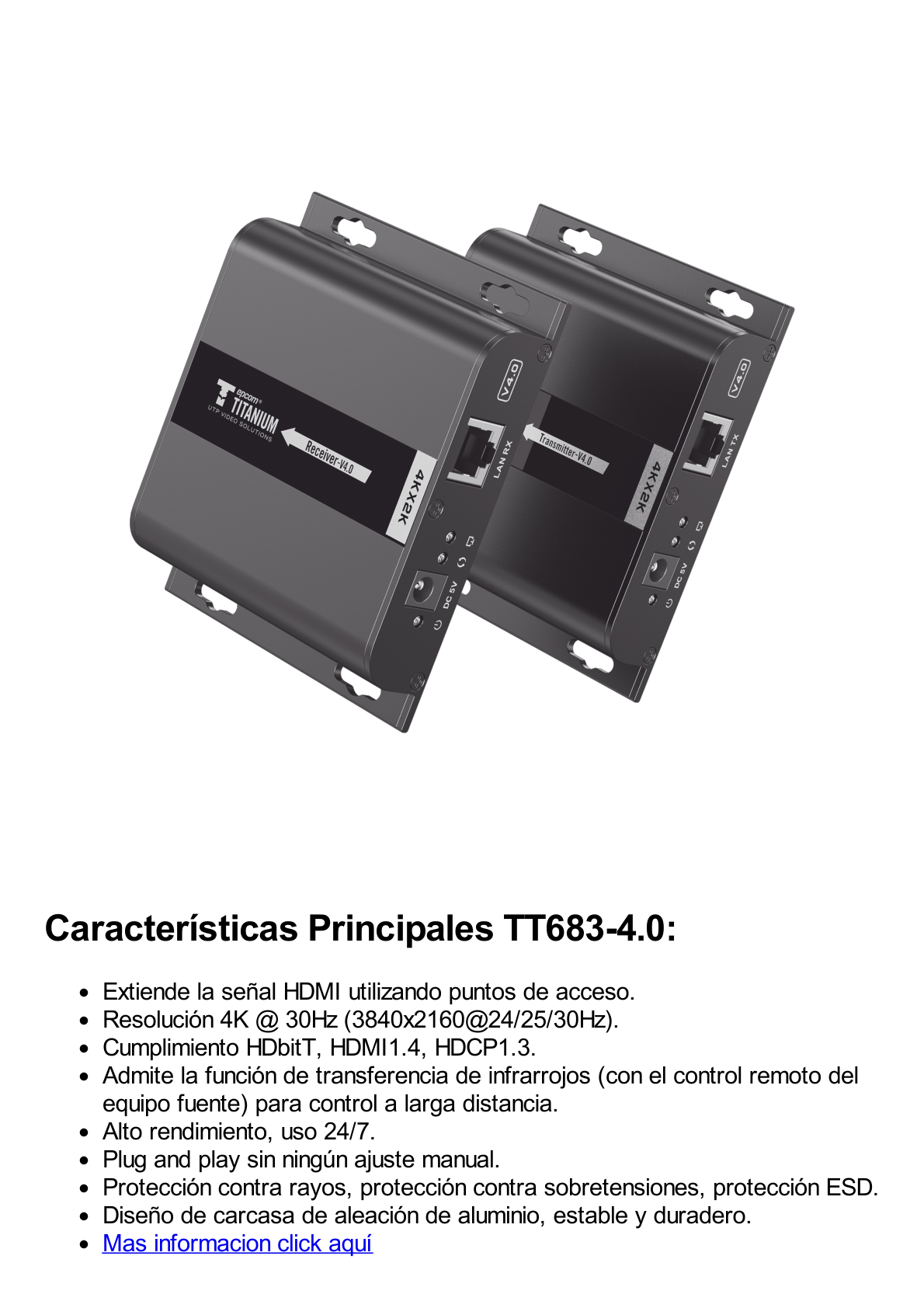 Kit de Enlaces de Video por HDMI Inalámbrico / Distancias de hasta 200m / Soporta Resolución hasta 4K