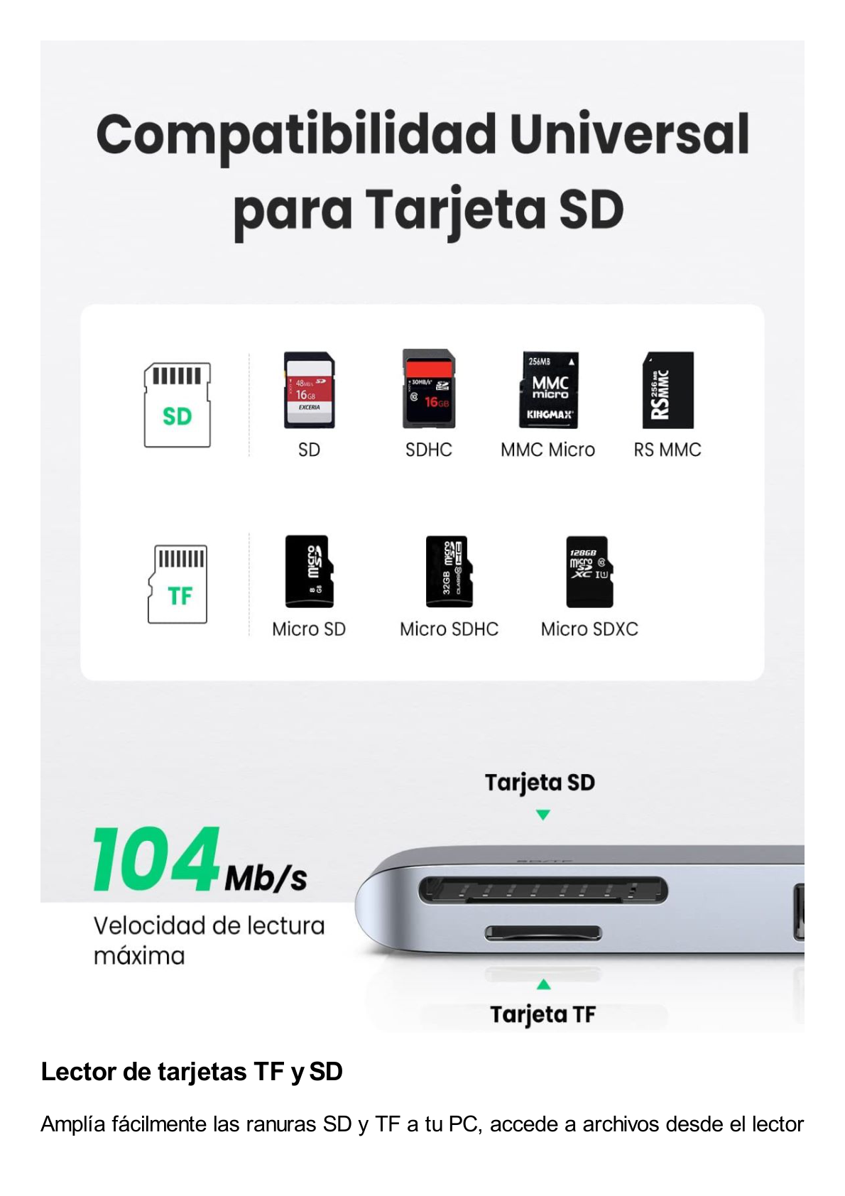 HUB USB-C (Thunderbolt 3) 6 en 2 | 3 Puertos USB3.0 | 1 USB-C (PD 100W) | Transferencia de Video y Datos | Memoria SD+ Micro SD (TF) Uso Simultáneo | Multifuncional para MacBook Pro/Air | Carcasa de Aluminio.