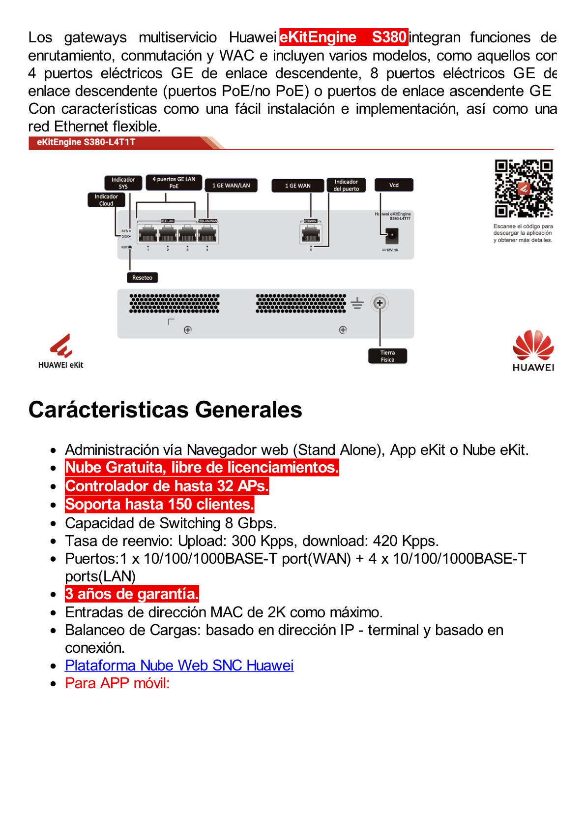 Router Multi-Servicio / 1 puerto 10/100/1000 Mbps(WAN) / 4 puertos 10/100/1000 Mbps(LAN) / Rendimiento 1 Gbps / Controla hasta 32 APs / Hasta 150 Clientes / Administración Nube Gratis