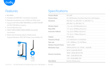 Adaptador inalámbrico USB 3.0 Cudy WU1400 Wi-Fi AC1300 (2.4Ghz 400Mbps y 5Ghz 867Mbps) antena externa de alta ganancia