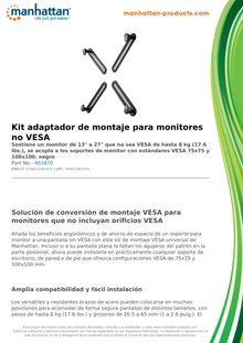 Kit Adaptador Manhattan Para Monitor 13 a 27 Que No Sea VESA Hasta 8Kg