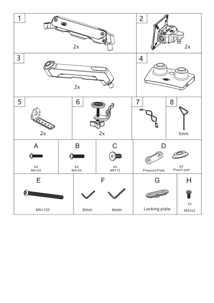 Montaje de Escritorio articulado para 2 monitores de 27-34" /  Soporta hasta 16 kg  por brazo/ Vesa 75 x 75 / 100 x 100 / Acero / Giro: 360°