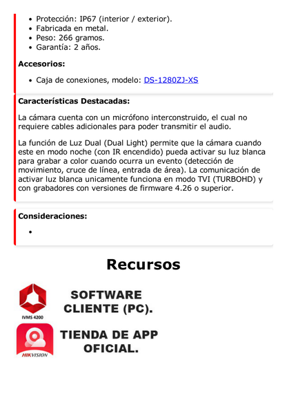 Bala TURBOHD 2 Megapixel (1080p) / Lente 2.8 mm / Dual Light (30 mts IR EXIR + 20 mts Luz Blanca) / Micrófono Integrado / Gran Angular 101° / Exterior IP67 / 4 Tecnologías