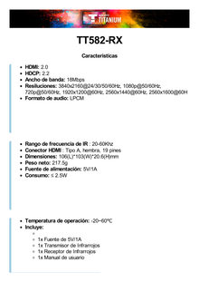 Receptor Compatible para Kit TT582 | 4K @60Hz | Cat 6, 6a y 7 |  hasta 150 metros |