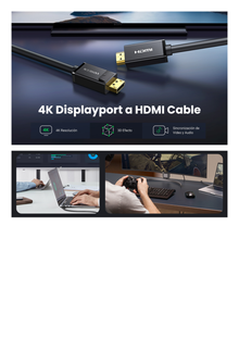 Cable DP Macho a HDMI Macho | Longitud 5m | Soporta 4K@30Hz | Soporta 3D | Cobre Estañado 28AWG | Blindaje interno múltiple | Transmisión Unidireccional | Botón de Liberación | Chip de Última Generación.