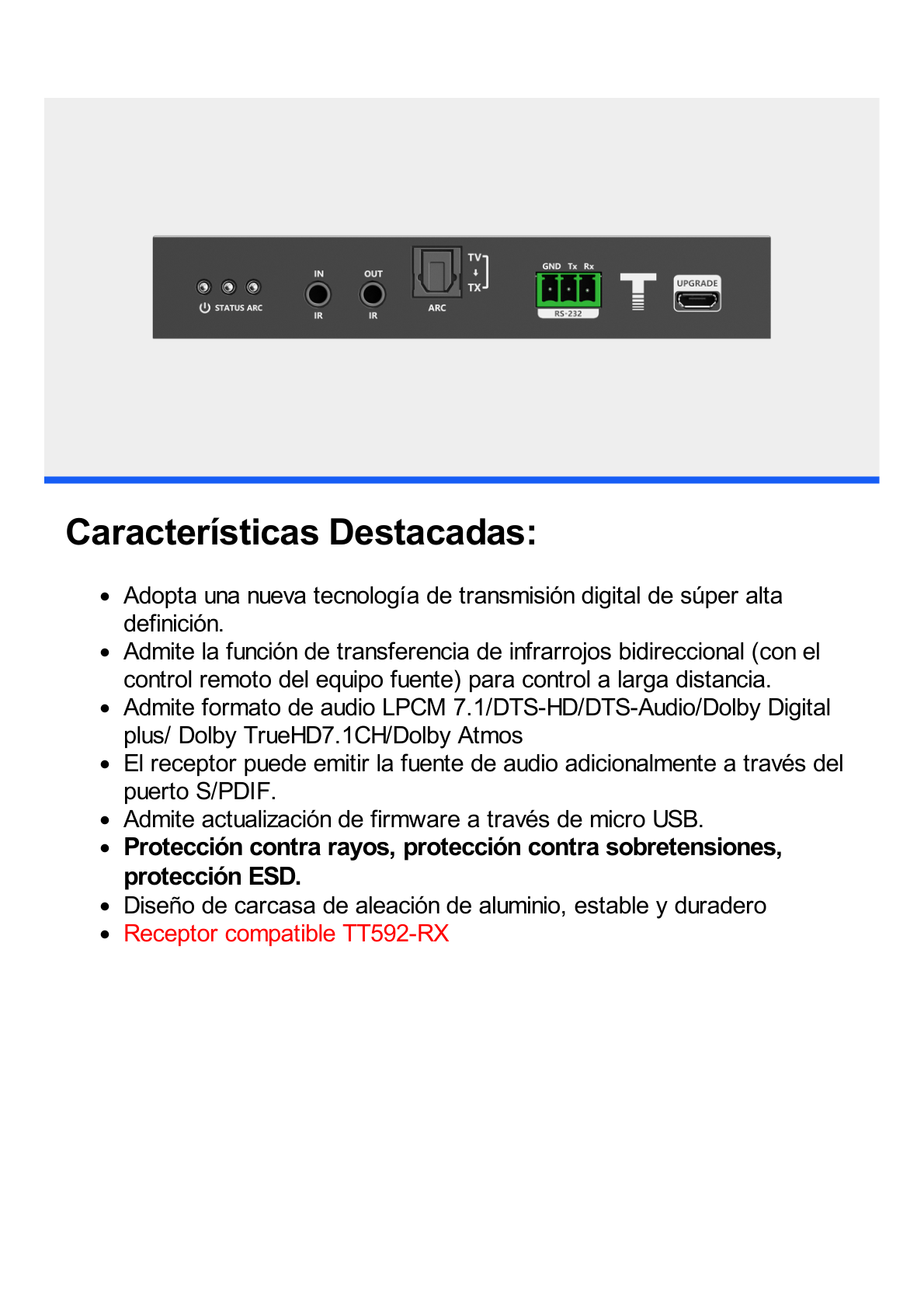 KIT EXTENSOR HDMI 4K@60HZ sobre IP GIGABIT / IPCOLOR / 100m en Conexión Uno a Uno /  Salida Loop / IR Bi-Direccional / RS232 / ARC / CERO LATENCIA / Soporta conexión Uno a Muchos/Switch en Cascada