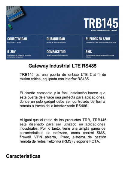 Gateway Industrial LTE 4G, con 1 puerto RS485