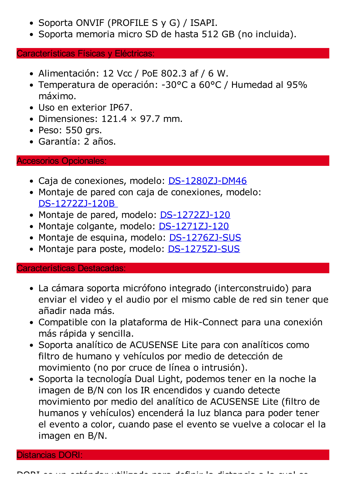 [Dual Light] Domo IP 8 Megapixel (4K) / Lente 2.8 mm / 30 mts IR + 30 mts Luz Blanca / Micrófono Integrado / Antivandálico IK08 / ACUSENSE Lite / Exterior IP67 / H.265 / PoE / ONVIF / Micro SD