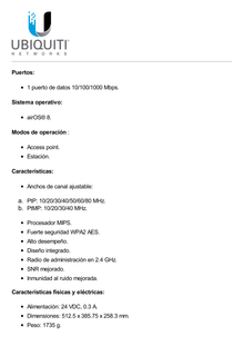 LiteBeam 2x2 MIMO airMAX AC Long Range CPE hasta 450 Mbps, 5 GHz (5150 - 5875 MHz) con antena integrada de 26 dBi