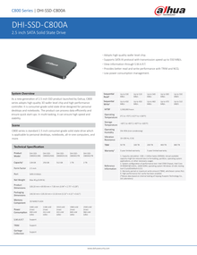 Disco duro Dahua DHI-SSD-C800AS512G de estado solido de 512 gb 2.5s alta velocidad puerto 6 gb sata 3d tlc para uso multples