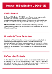 Firewall HUAWEI HiSecEngine de 1.5 Gbps para Empresas Pequeñas. Incluye Licencias por 1 Año de Threat Protection (AV, IPS, URL)