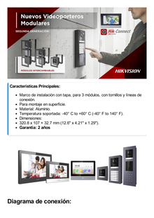 Base de 3 Espacios para Videoportero IP Hikvision / Instalación en SUPERFICIE