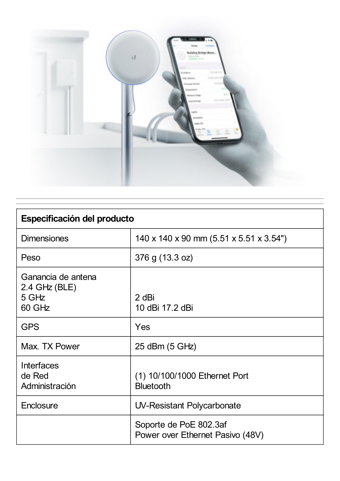 Kit UniFi Building Bridge de 1+ Gbps en 60 GHz con radio redundante en 5 GHz, alcance de hasta 500 m