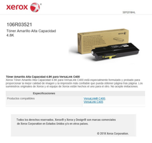 TONER XEROX 106R03521 AMARILLO ALTA CAPACIDAD VERSALINK C400/C405 (4 800 PAG)