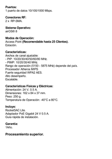 Radio Estación Base airMAX AC Lite hasta 500 Mbps, 5 GHz (5150 - 5875 MHz)