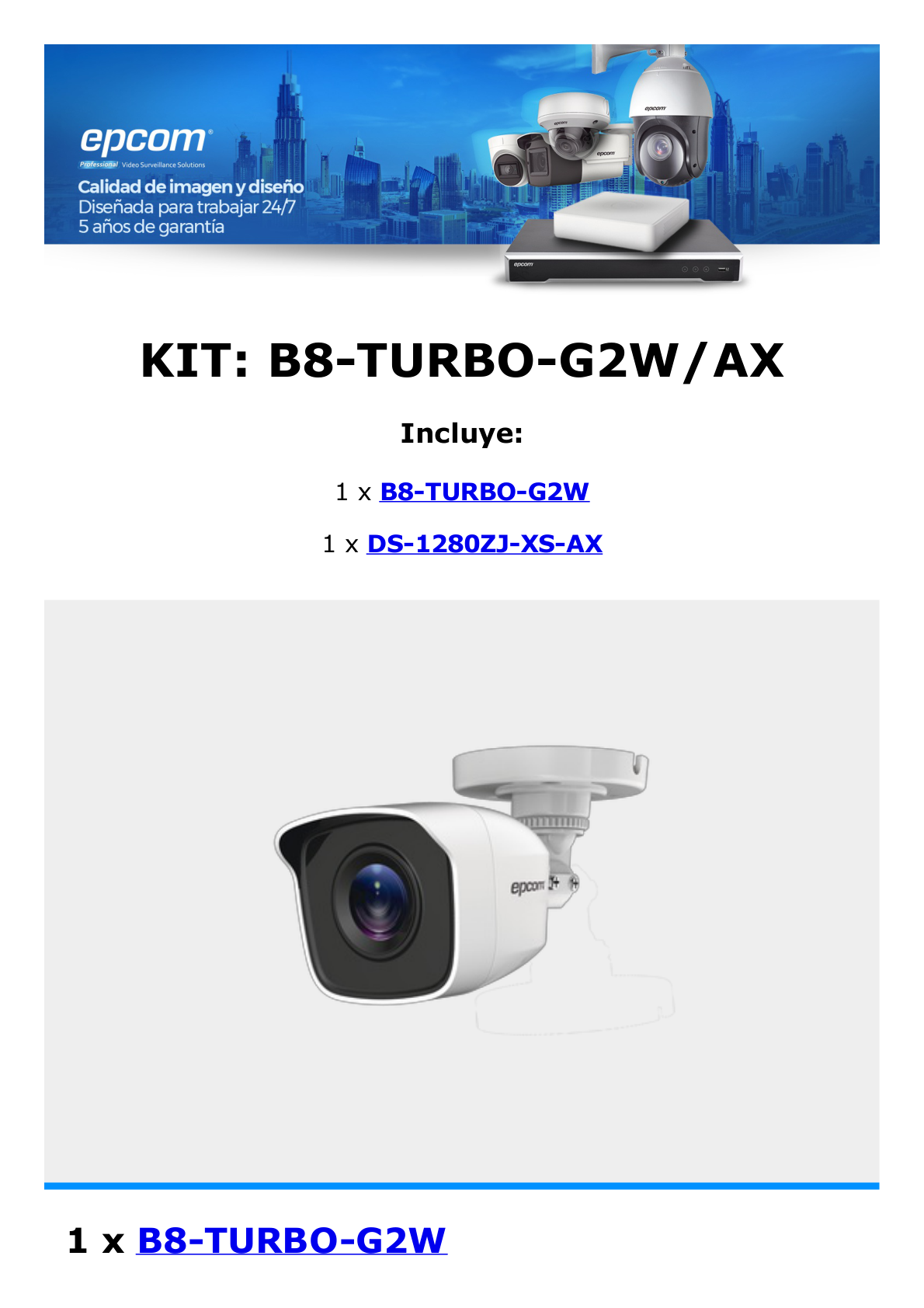 KIT de Bala TURBOHD 2 Megapixel (1080p) + Caja de Conexión / Exterior IP66 / TVI-AHD-CVI-CVBS