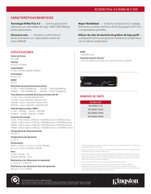 SSD M.2 2280 NVMe/PCIe 1024GB Kingston KC3000 4.0 SKC3000S/1024G