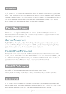 Switch TP-Link TL-SF1006P metálico 6 puertos RJ45 10/100M (4 puertos PoE+ 802.3af/at max 67W) modo priority extensión cableado