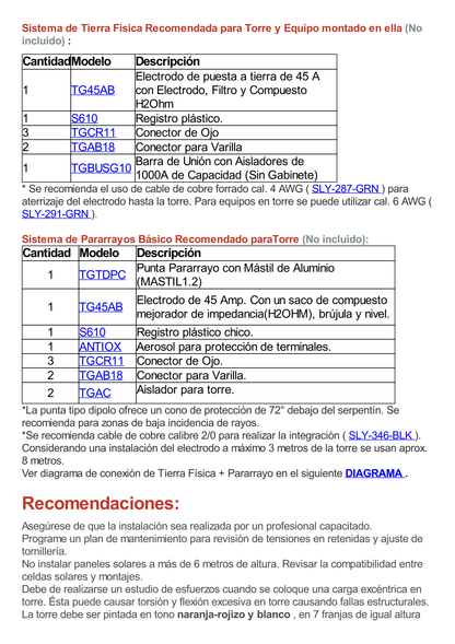 Kit de Torre Arriostrada de Piso de 3 m con Tramo STZ30G Galvanizada por Inmersión en Caliente. (No incluye retenida).