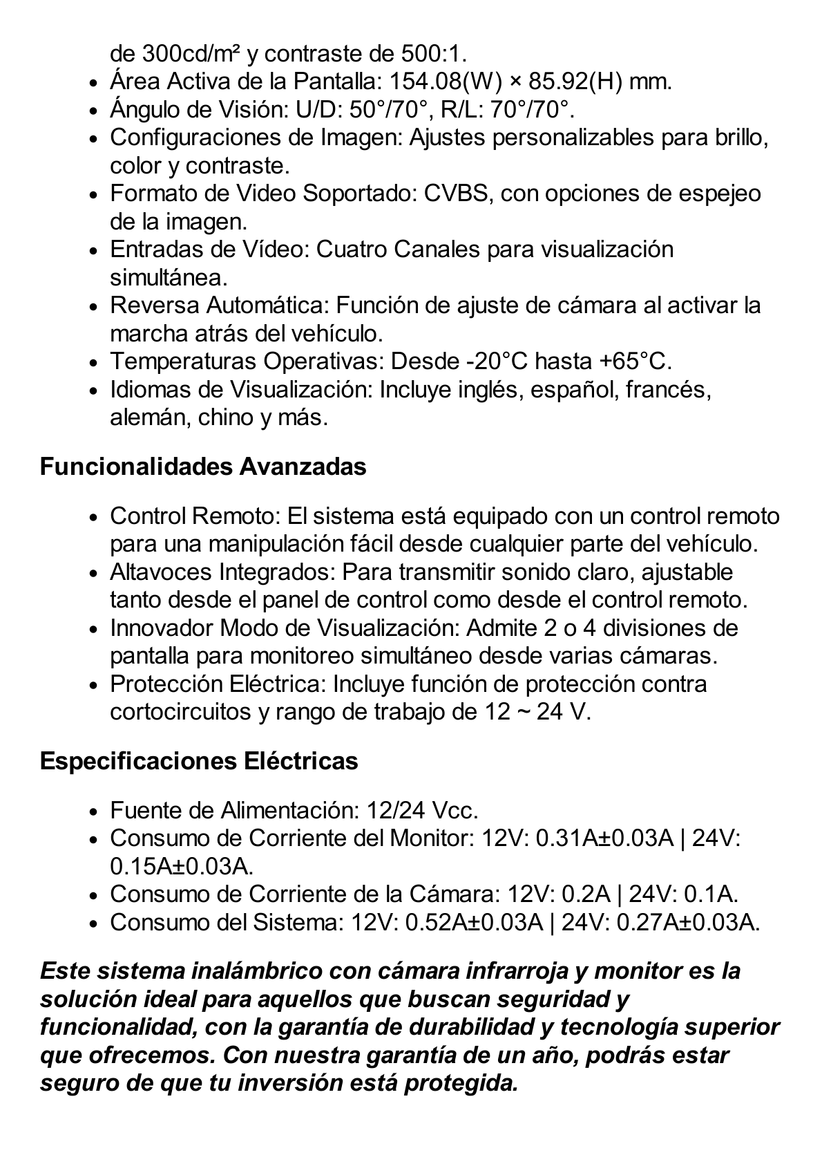 Sistema Profesional Inalámbrico de Cámara de Reversa Infrarroja y Monitor de 7" para Vehículos de Trabajo y Montacargas