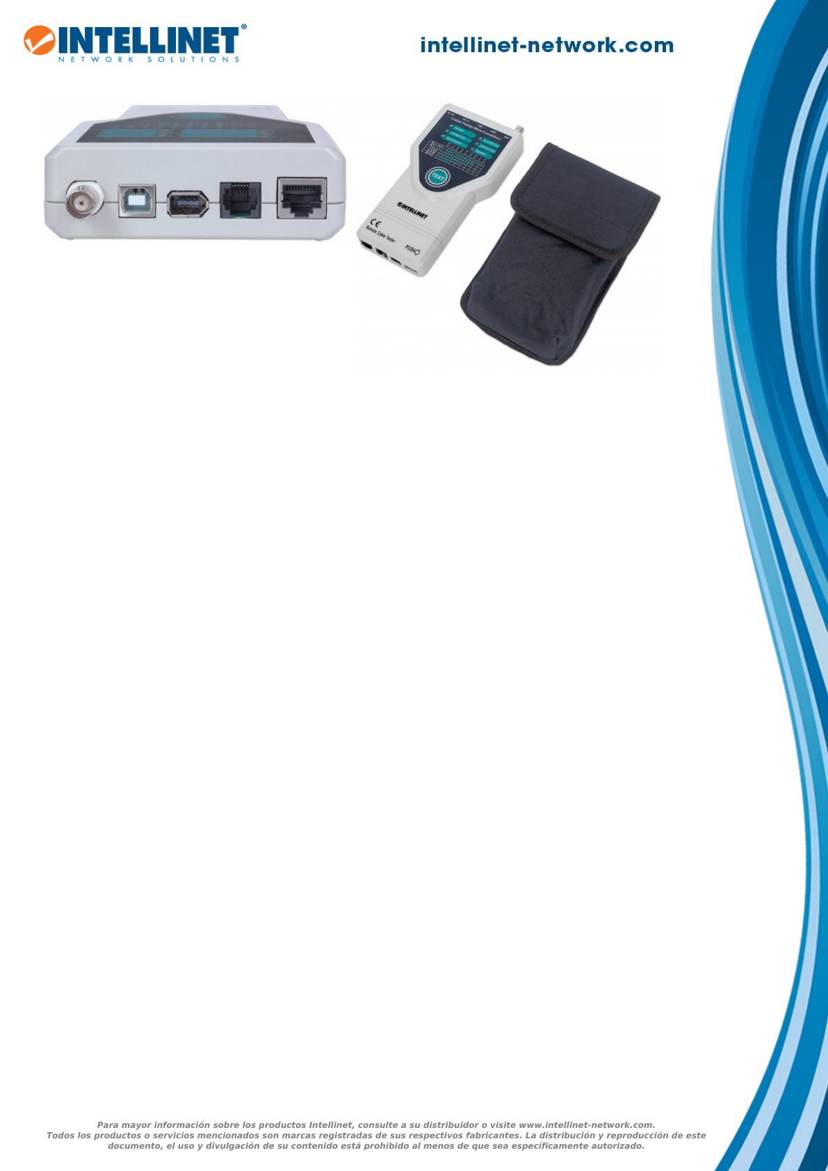 PROBADOR DE CABLES INTELLINET RJ11 RJ45 USB FIREWIRE