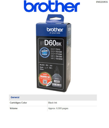 Tinta Brother BTD60BK negro bote base de agua Inkbenefit tank T220 T520W T720DW T920DW (6 500 PAG)