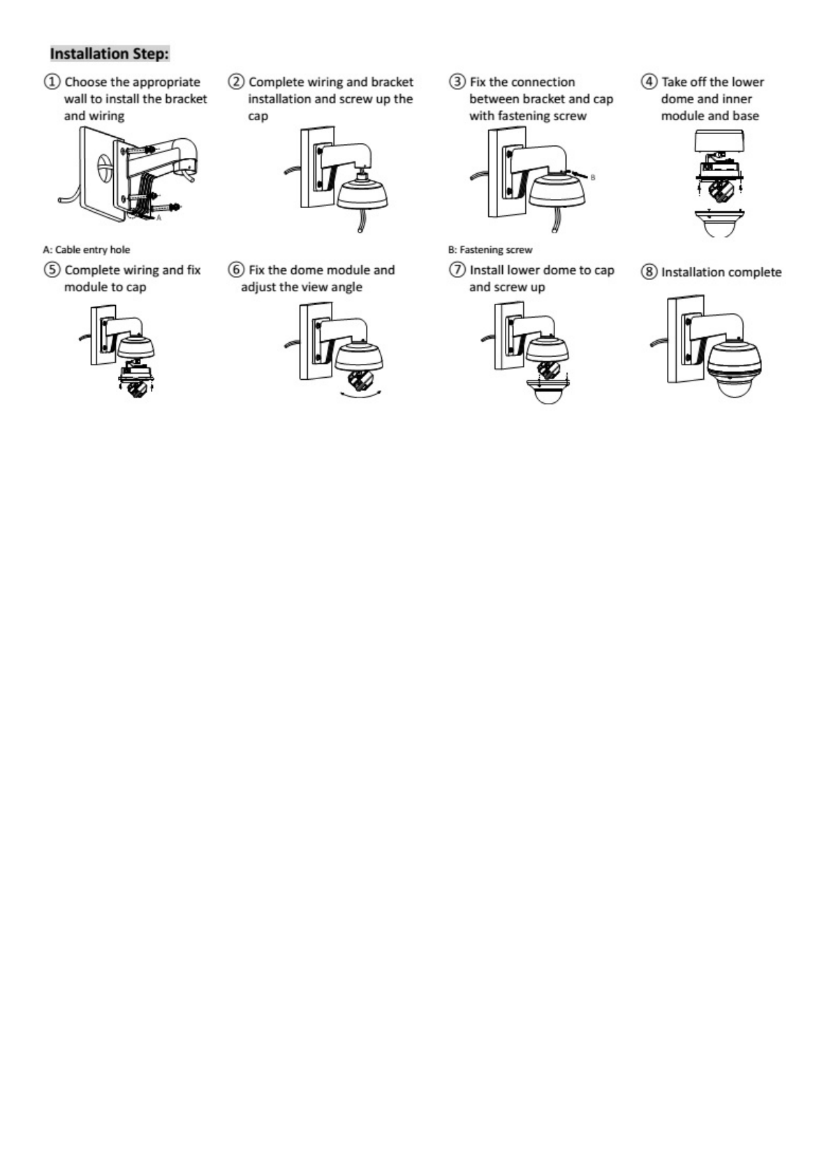 Montaje de Pared para Exterior / Compatible con Domos HIKVISION