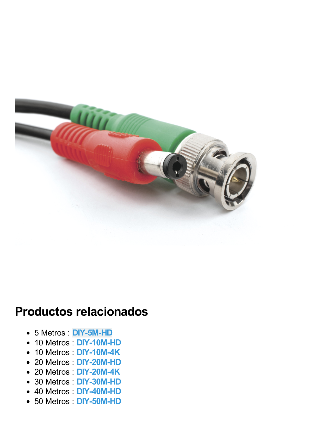 Cable coaxial ( BNC RG59 ) + Alimentación / SIAMÉS / 50 Metros / 100 % COBRE / Para Cámaras 4K  / Uso interior y exterior