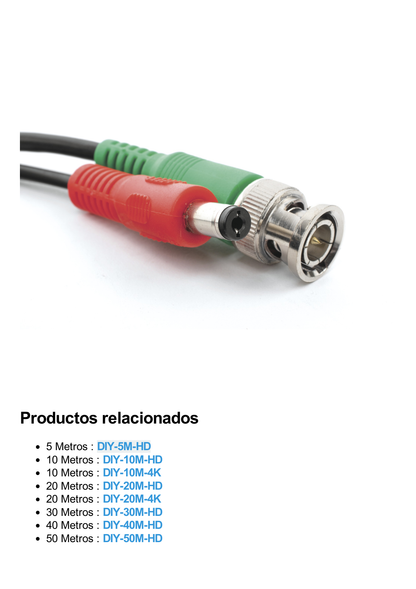 Cable coaxial ( BNC RG59 ) + Alimentación / SIAMÉS / 50 Metros / 100 % COBRE / Para Cámaras 4K  / Uso interior y exterior