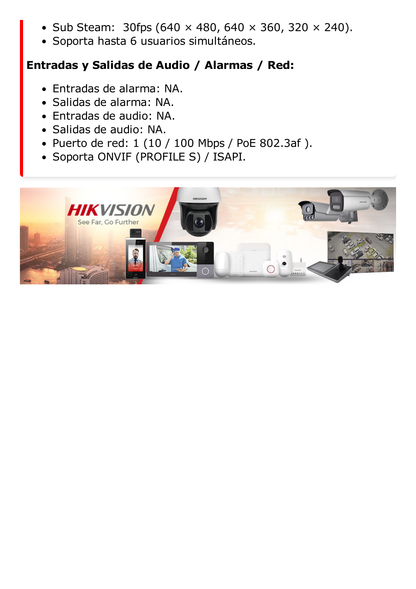 Turret IP 4 Megapixel / Lente 2.8 mm / 30 mts IR / WDR 120 dB / Exterior IP67 / Hik-Connect P2P / H.265+ / PoE / ONVIF