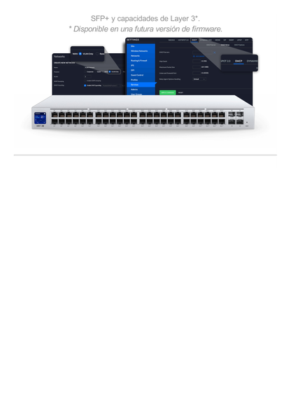 UniFi Switch USW-Pro-24, Capa 3 de 24 puertos Gigabit RJ-45 + 2 puertos 1/10G SFP+, pantalla informativa