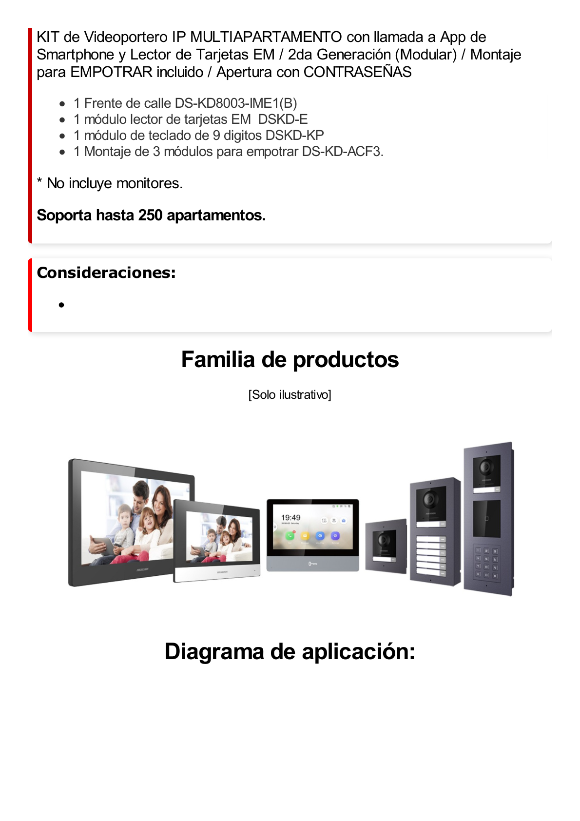 Videoportero IP MULTIAPARTAMENTO con llamada a App de Smartphone y Lector de Tarjetas EM / 2da Generación (Modular) / Montaje para EMPOTRAR incluido / Apertura con CONTRASEÑAS y TARJETAS