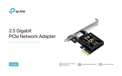 Adaptador TP-Link TX201 PCI Express 2.1 x4 con 1 puerto RJ45 gigabit / Megabit hasta 2.5Gbps LED indicador de enlace