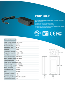 SAXXON PSU1204-D FUENTE DE PODER REGULADA/ 12V DC/ 4.1 AMP/ CERTIFICADA UL/  CABLE DE 1.2 MTS