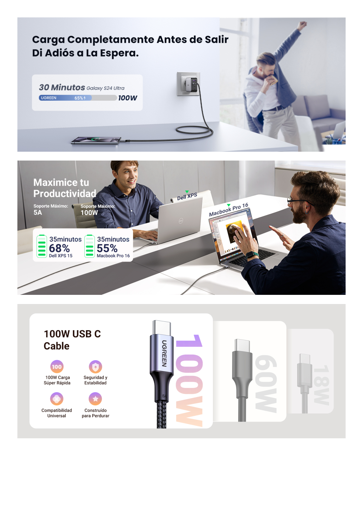 Cable USB-C a USB-C | 1 Metro | Carga Rápida de hasta 100W | Transferencia de datos 480 Mbps | PD3.0 | QC4.0/3.0/2.0 | FPC | AFC | Protección Integrada| Caja de Aluminio | Nylon Trenzado | Amplia Compatibilidad | Color Negro.