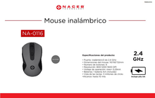 Mouse Inalámbrico Naceb Ergonómico Gris Hasta 1600DPI 6 Botones