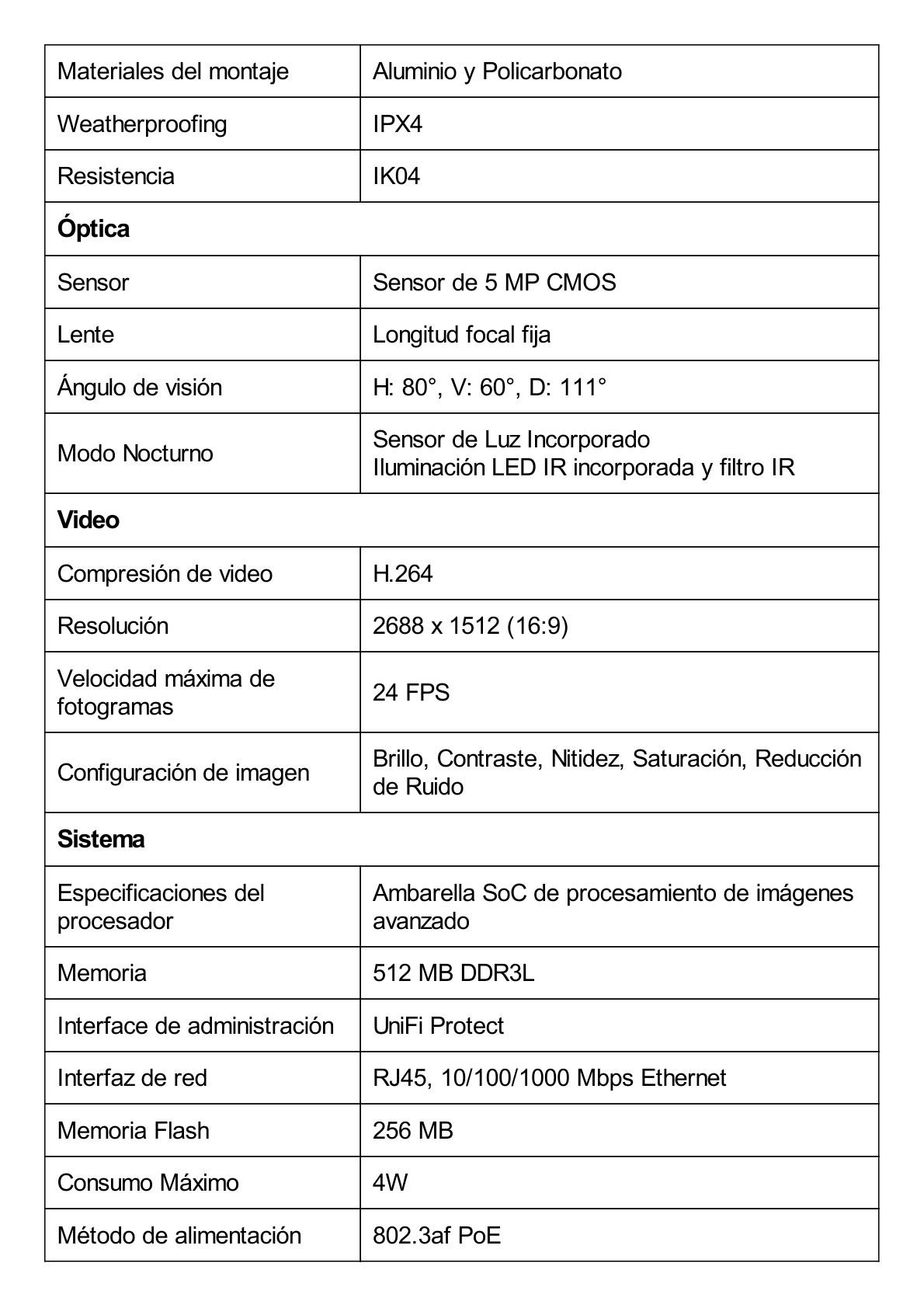 Cámara IP UniFi G4 Bullet resolución 4 MP (1440p) para interior y exterior, con micrófono incorporado, vista día y noche, PoE 802.3af