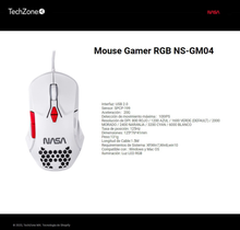 Mouse Techzone NASA Alámbrico RGB Blanco DPI 800 a 6400