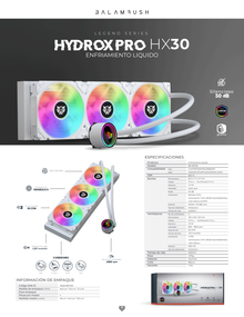 Enfriamiento Liquido Balam Rush Hydrox Pro HX30 Blanco para CPU 360mm 3xFan ARGB 4pines LGA 1700 AM5