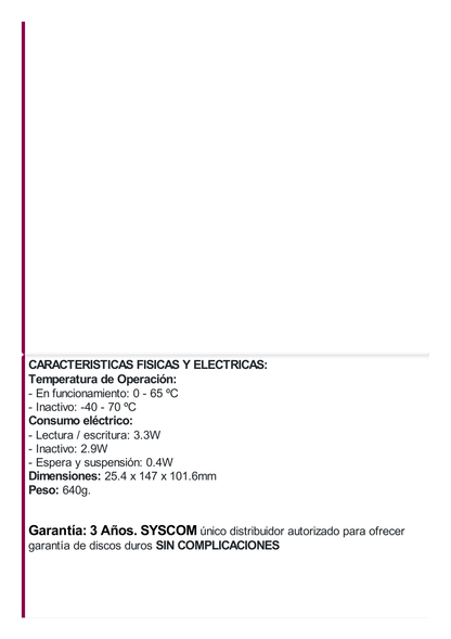 Disco Duro PURPLE de 3TB / 3 AÑOS DE GARANTÍA / Para Videovigilancia